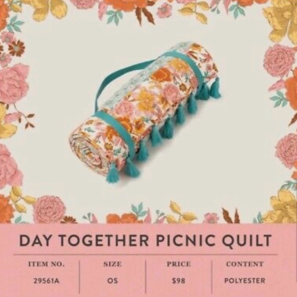 BOGO FREE Matilda Jane Day Together Picnic Quilt Floral Tassels Carry Strap